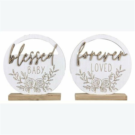 DESIGNS-DONE-RIGHT Wood Round Tabletop Word Cutout Signs, Assorted Color - 2 Piece DE4260798
